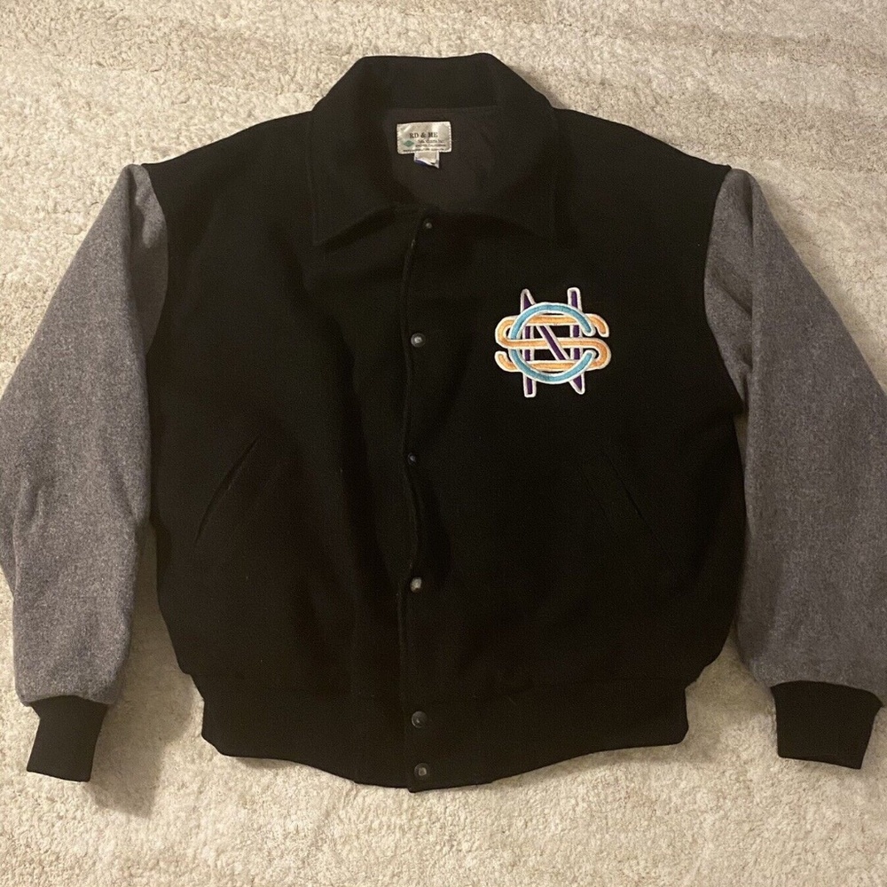 Vintage Crosby Stills & Nash Live It Up Tour Jacket Coat Black Gray Wool L Large